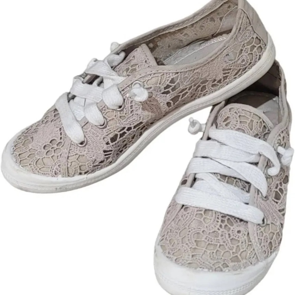 Not Rated Beige Crochet Lace Sneakers Casual - Light Taupe